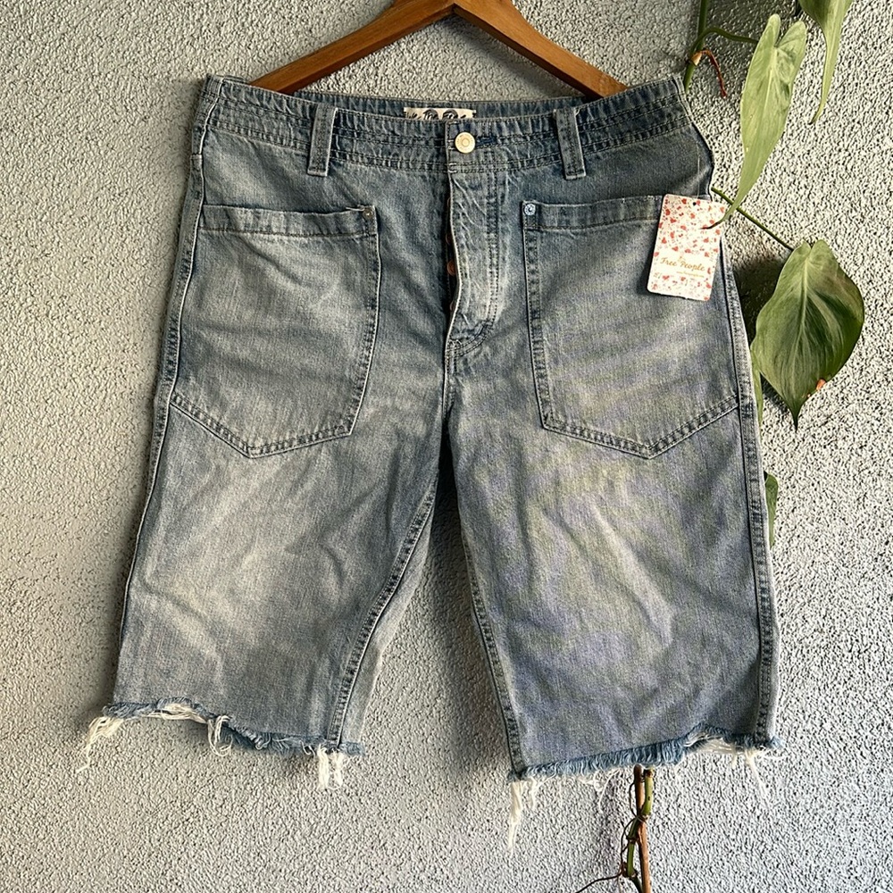 FREE PEOPLE | Long Denim Cut Off Shorts Jhorts High Hopes